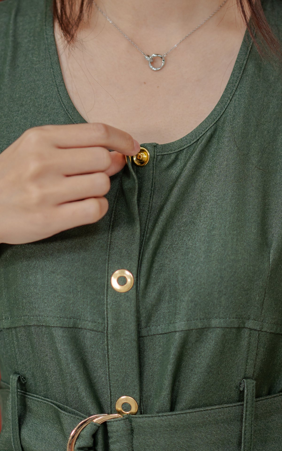 Regina Denim Nursing Dress in Green