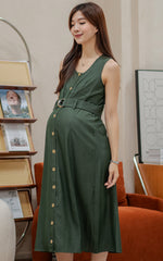 Regina Denim Nursing Dress in Green
