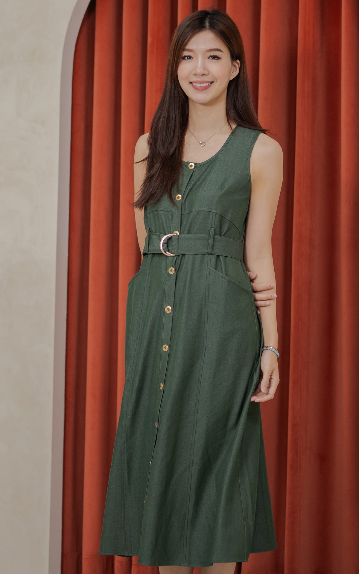 Regina Denim Nursing Dress in Green