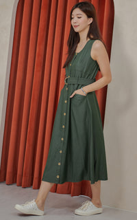 Regina Denim Nursing Dress in Green