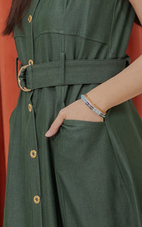 Regina Denim Nursing Dress in Green