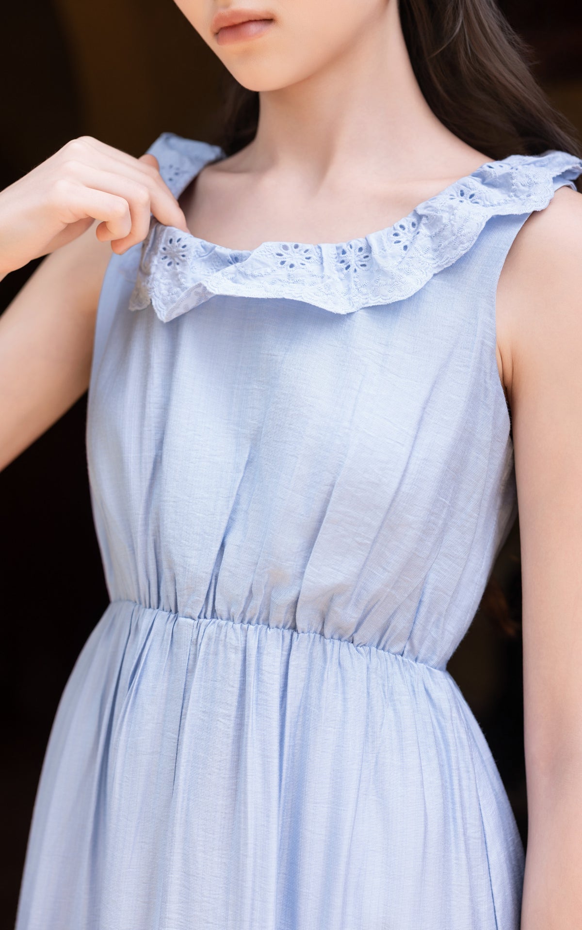 Ruffles Lace Sleeveless Nursing Dress