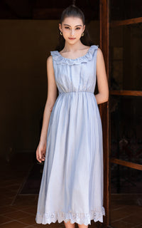 Ruffles Lace Sleeveless Nursing Dress