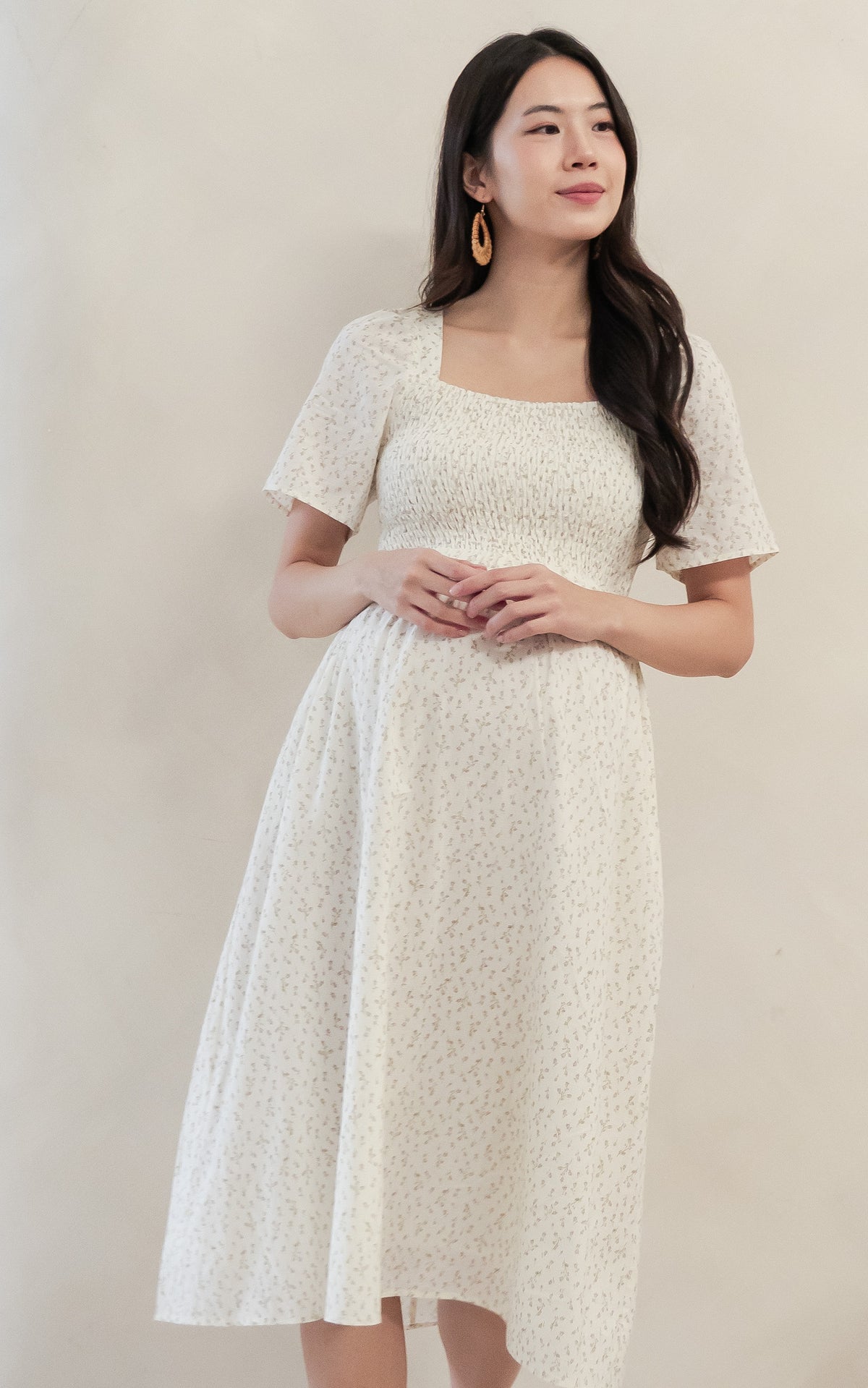 Salem Floral Nursing Dress in Brown