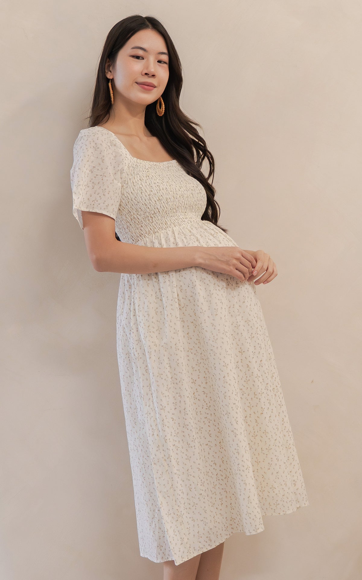 Salem Floral Nursing Dress in Brown