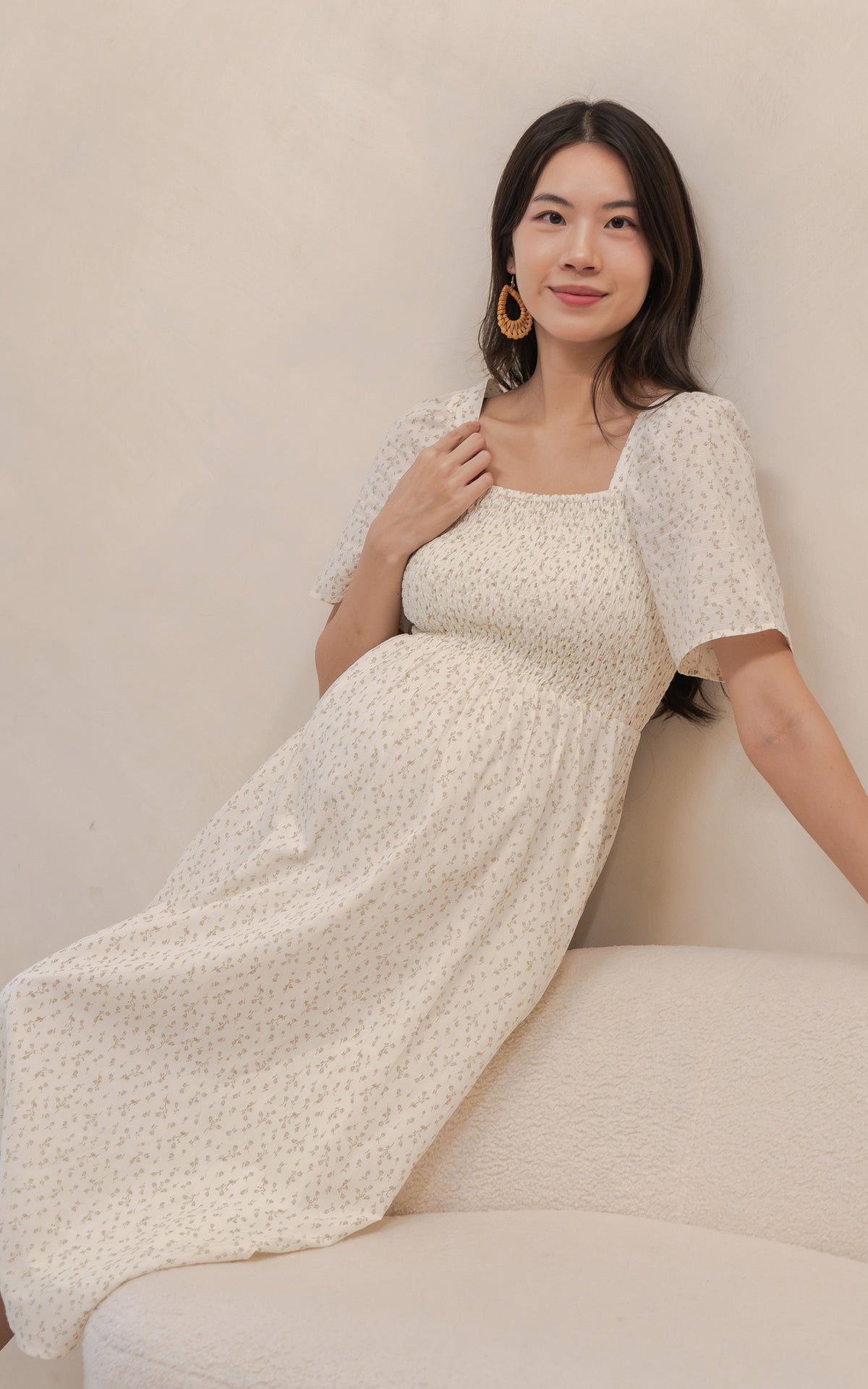 Salem Floral Nursing Dress in Brown