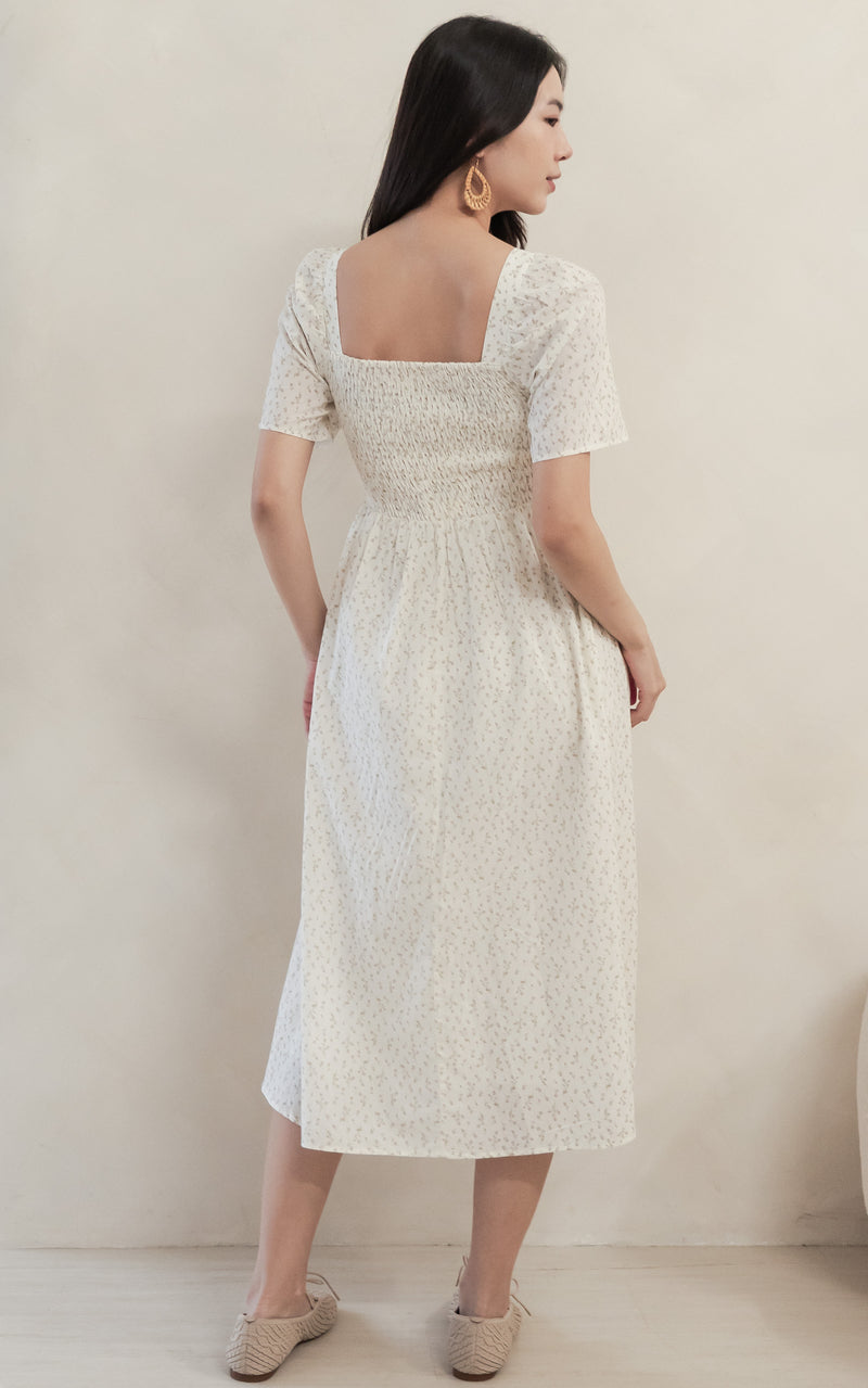 Salem Floral Nursing Dress in Brown
