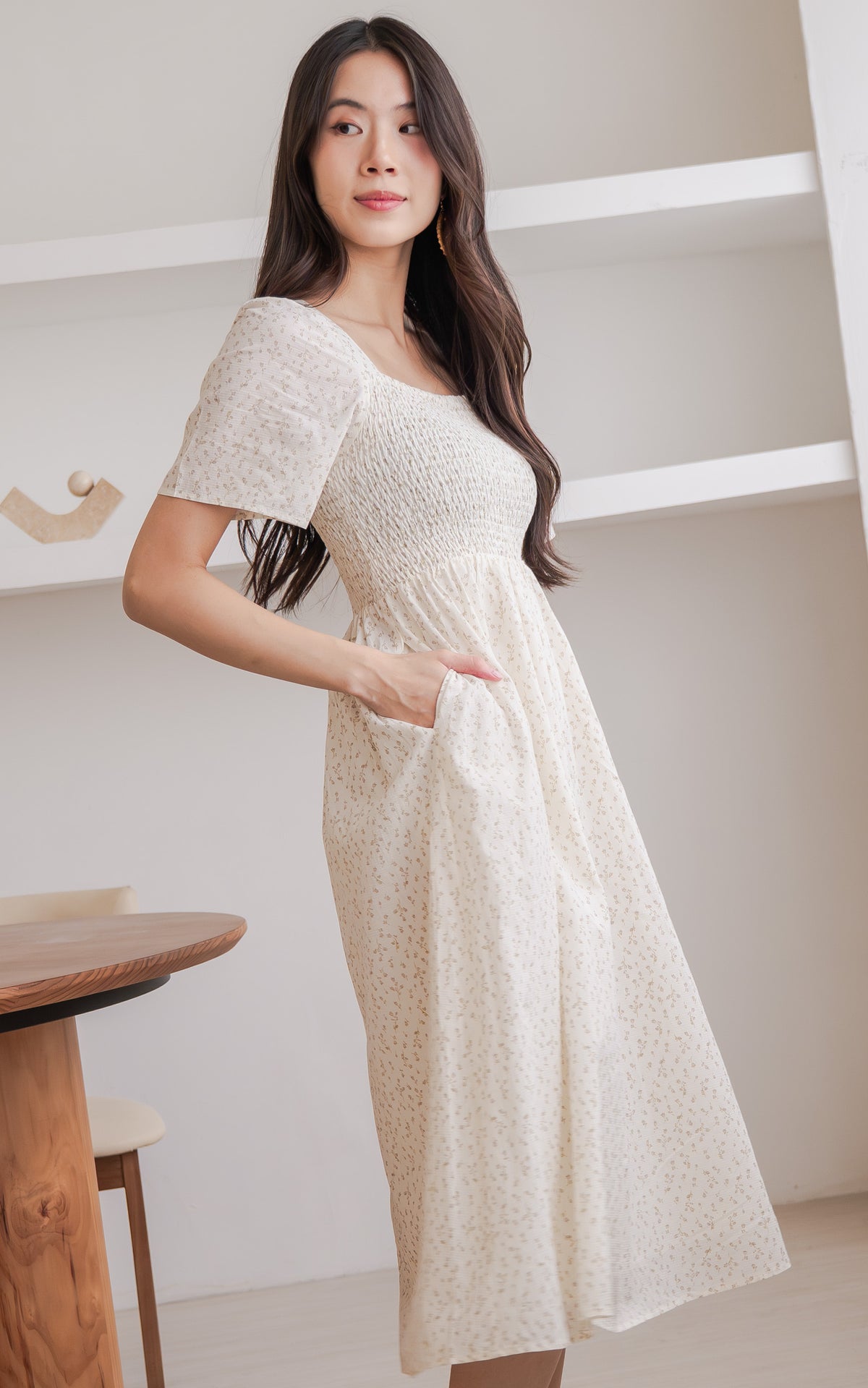 Salem Floral Nursing Dress in Brown