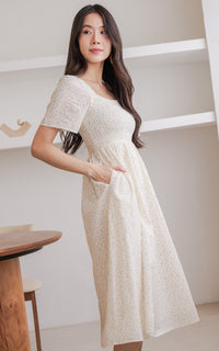 Salem Floral Nursing Dress in Brown