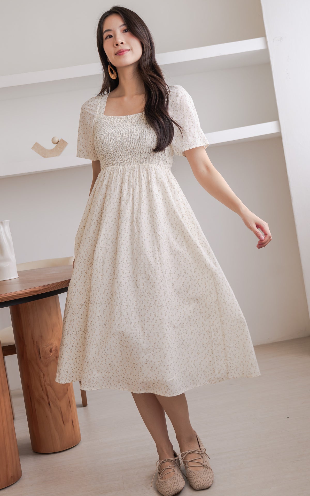 Salem Floral Nursing Dress in Brown