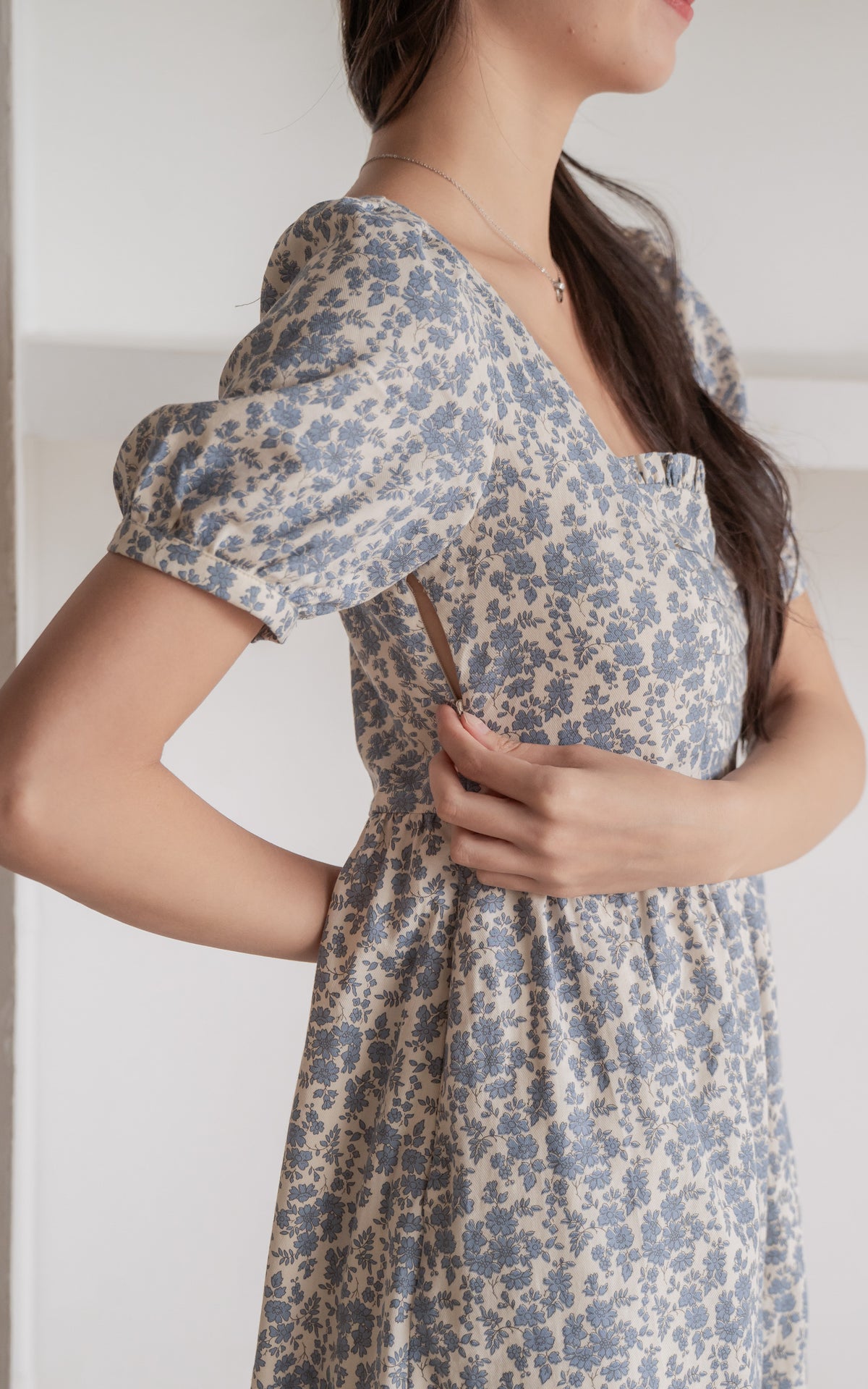 Sawyer Floral Nursing Dress in Blue