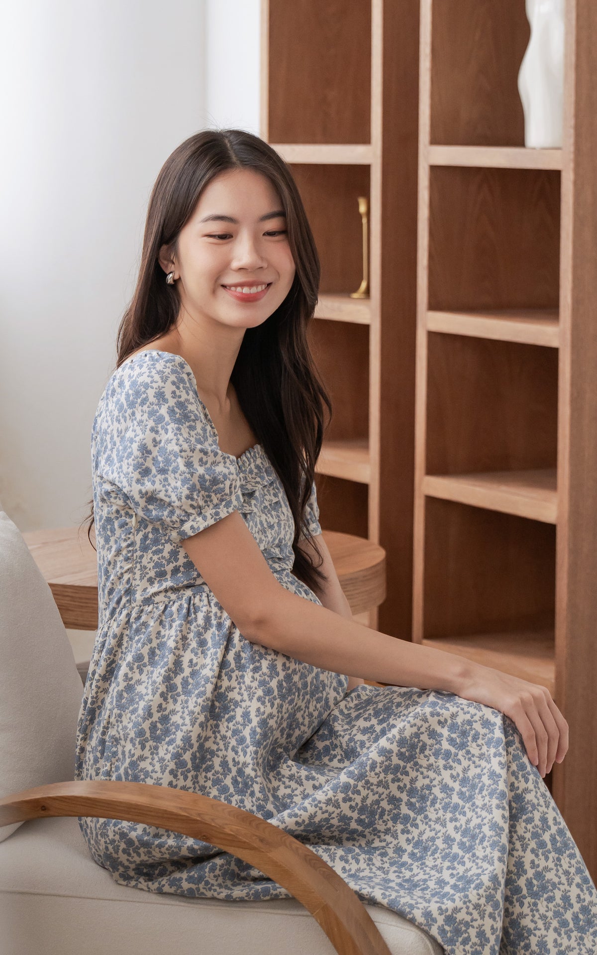 Sawyer Floral Nursing Dress in Blue