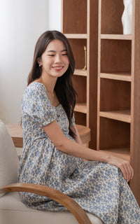 Sawyer Floral Nursing Dress in Blue