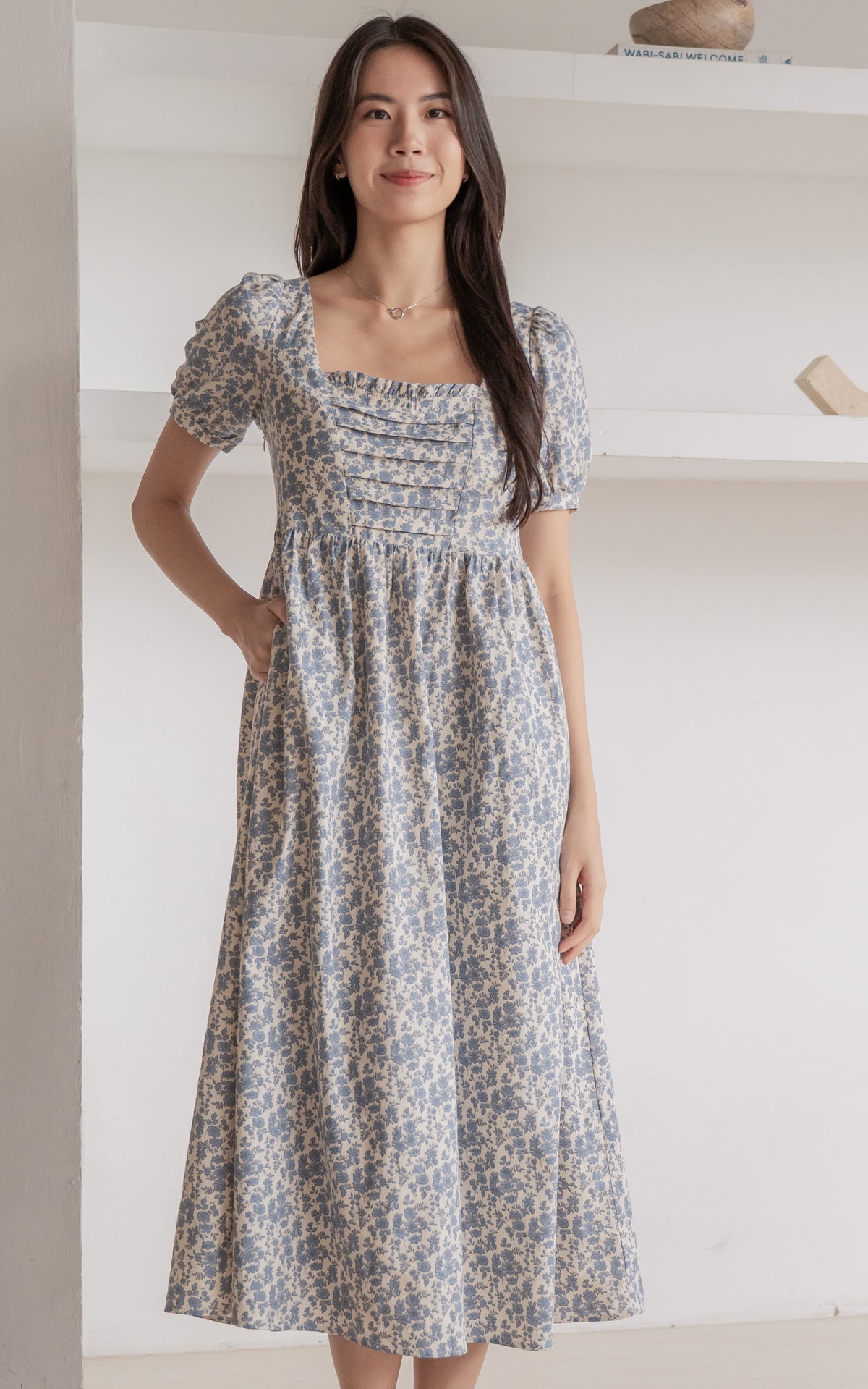 Sawyer Floral Nursing Dress in Blue