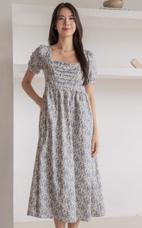 Sawyer Floral Nursing Dress in Blue