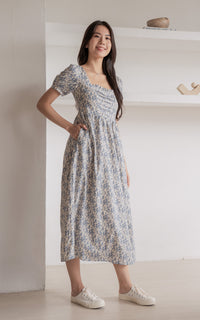 Sawyer Floral Nursing Dress in Blue