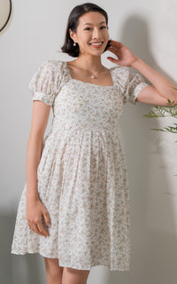 Saylor Floral Padded Nursing Dress in Cream