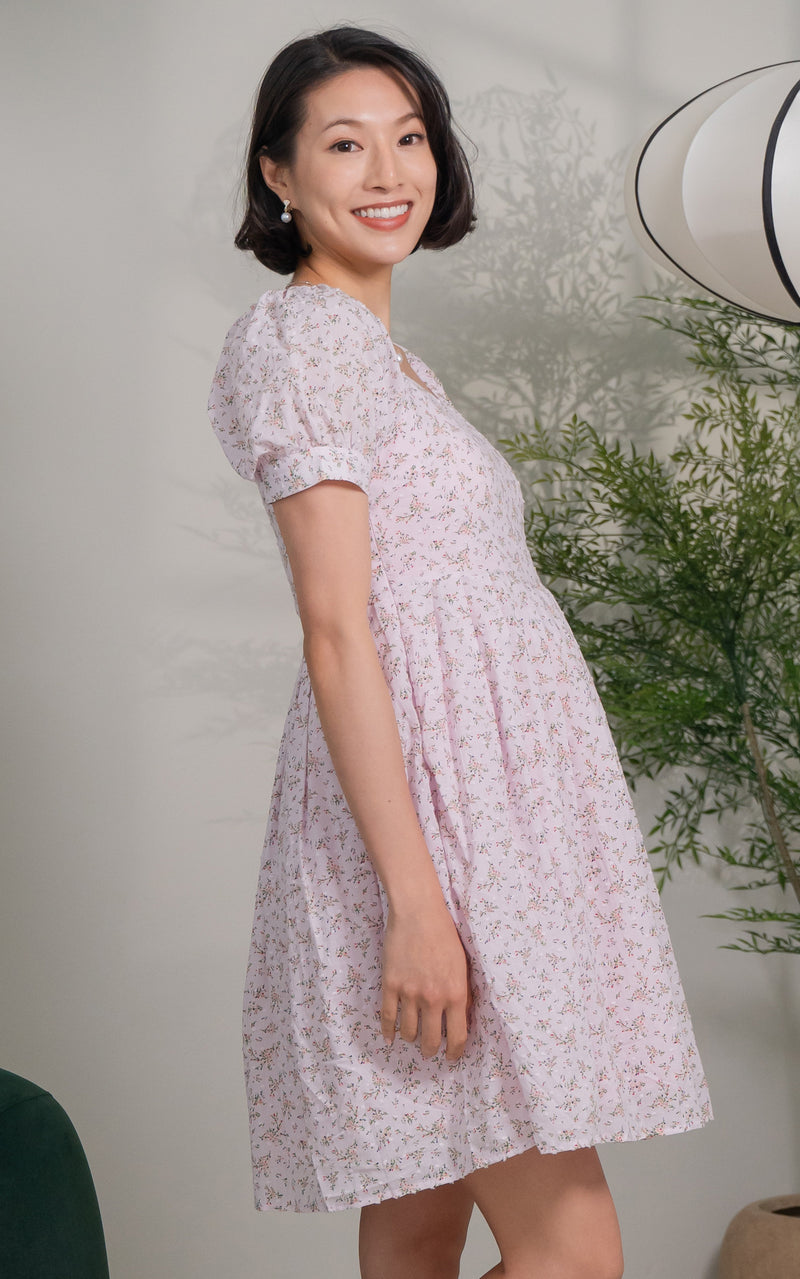 Saylor Floral Padded Nursing Dress in Pink
