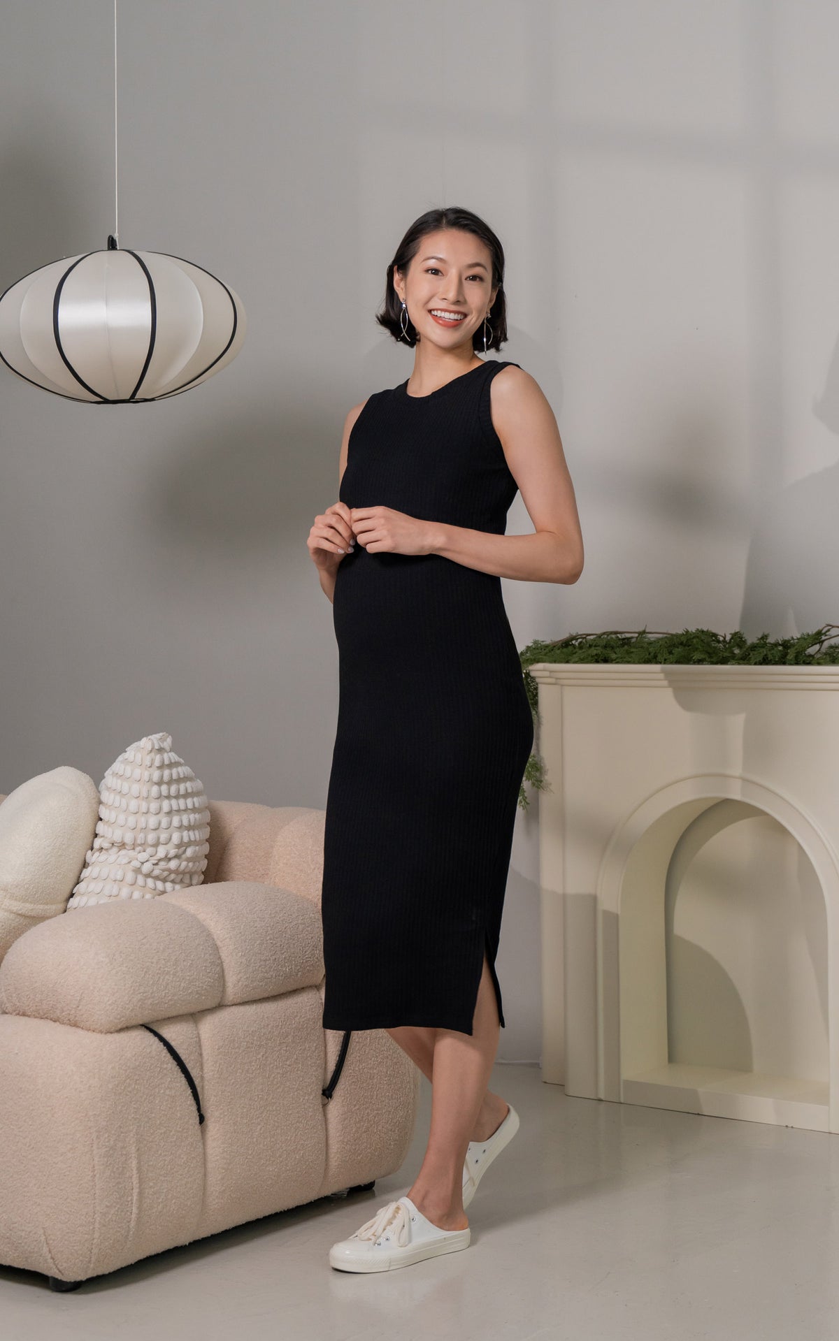 Selena Knitted Nursing Dress in Black