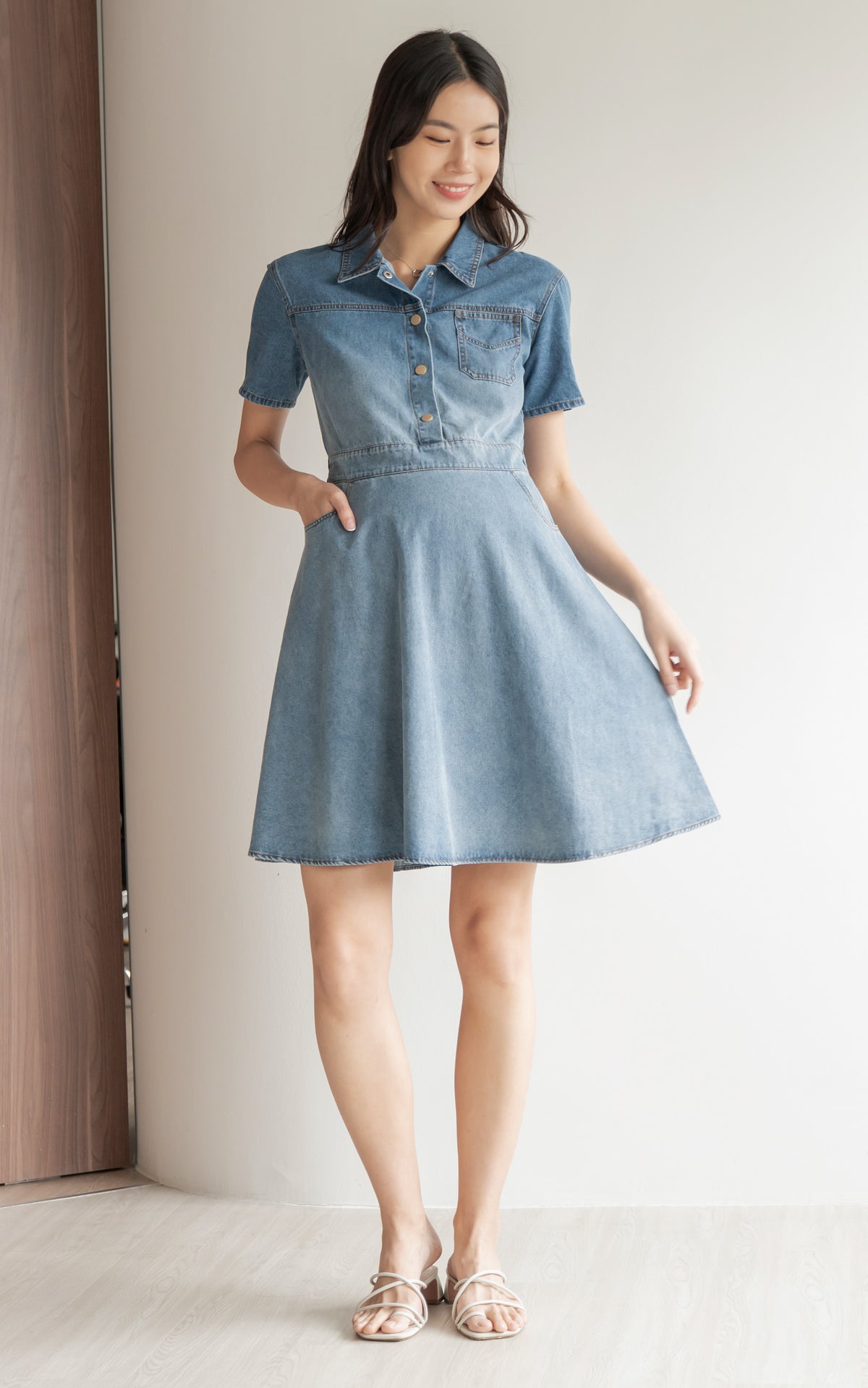 Shiloh Denim Clip-on Button Dress