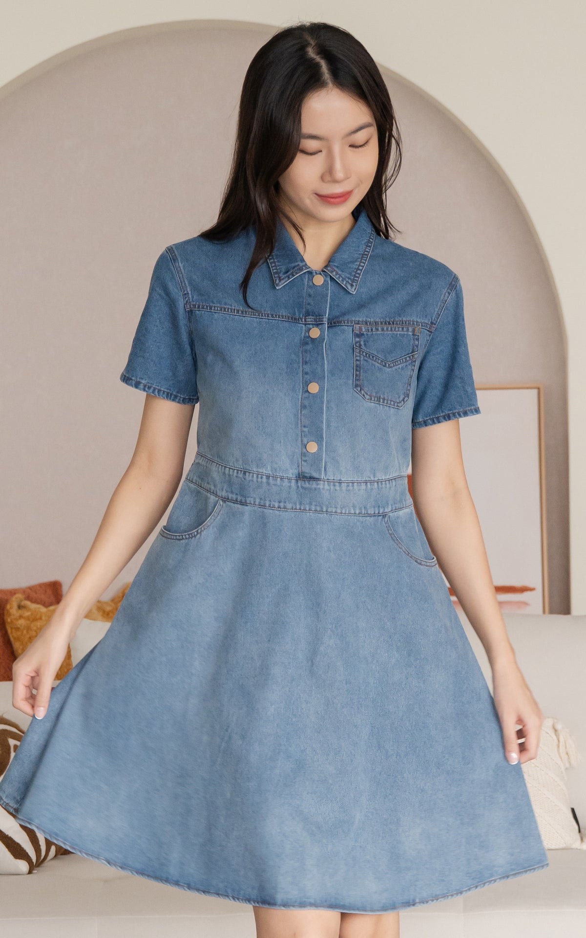 Shiloh Denim Clip-on Button Dress