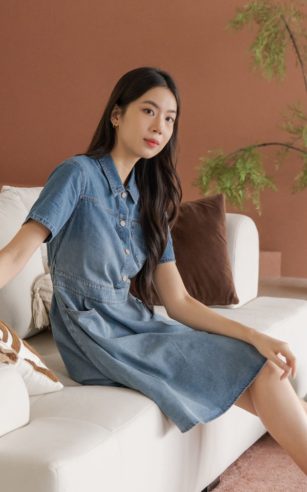 Shiloh Denim Clip-on Button Dress