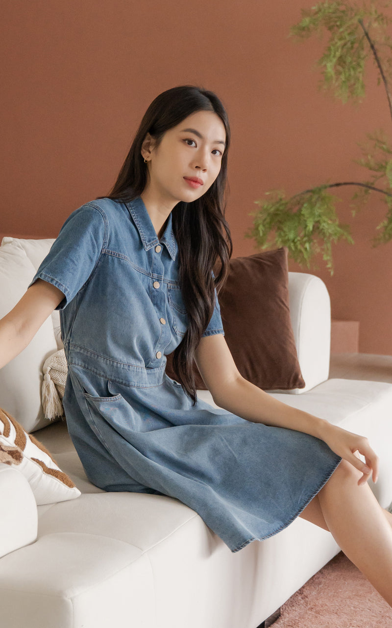 Shiloh Denim Clip-on Button Dress