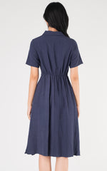 Sophie Linen Nursing Dress in Navy