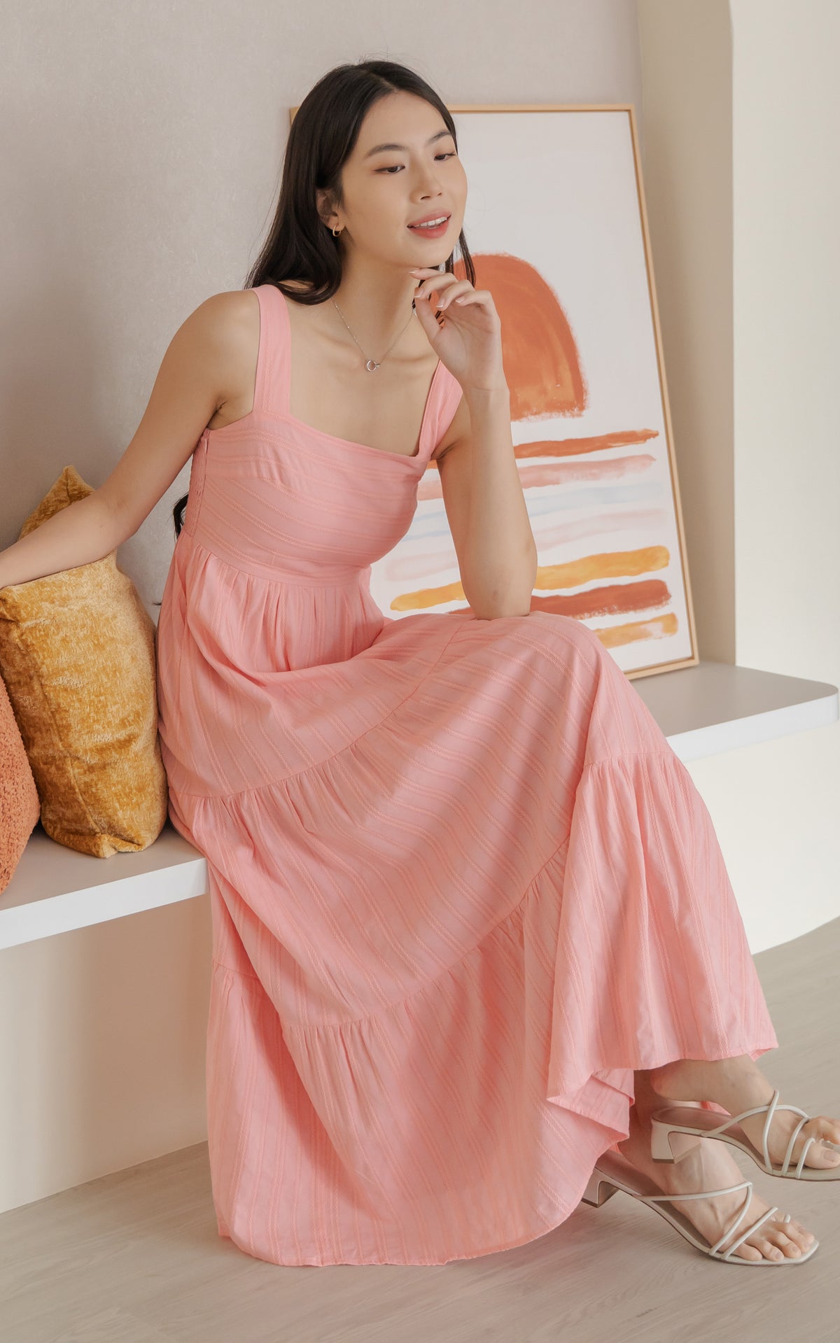 Sydney Textured Sleeveless Dress in Pink