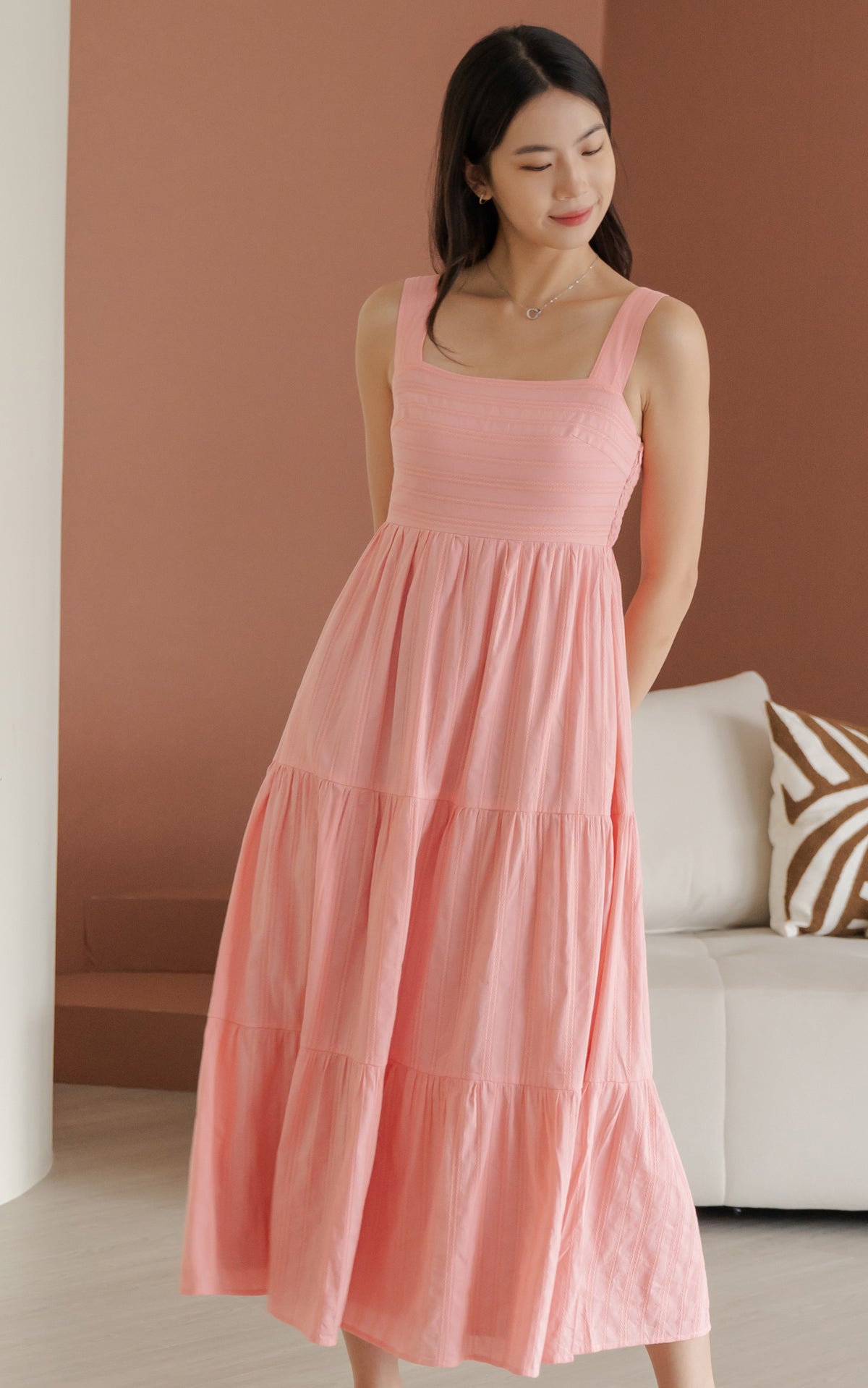 Sydney Textured Sleeveless Dress in Pink