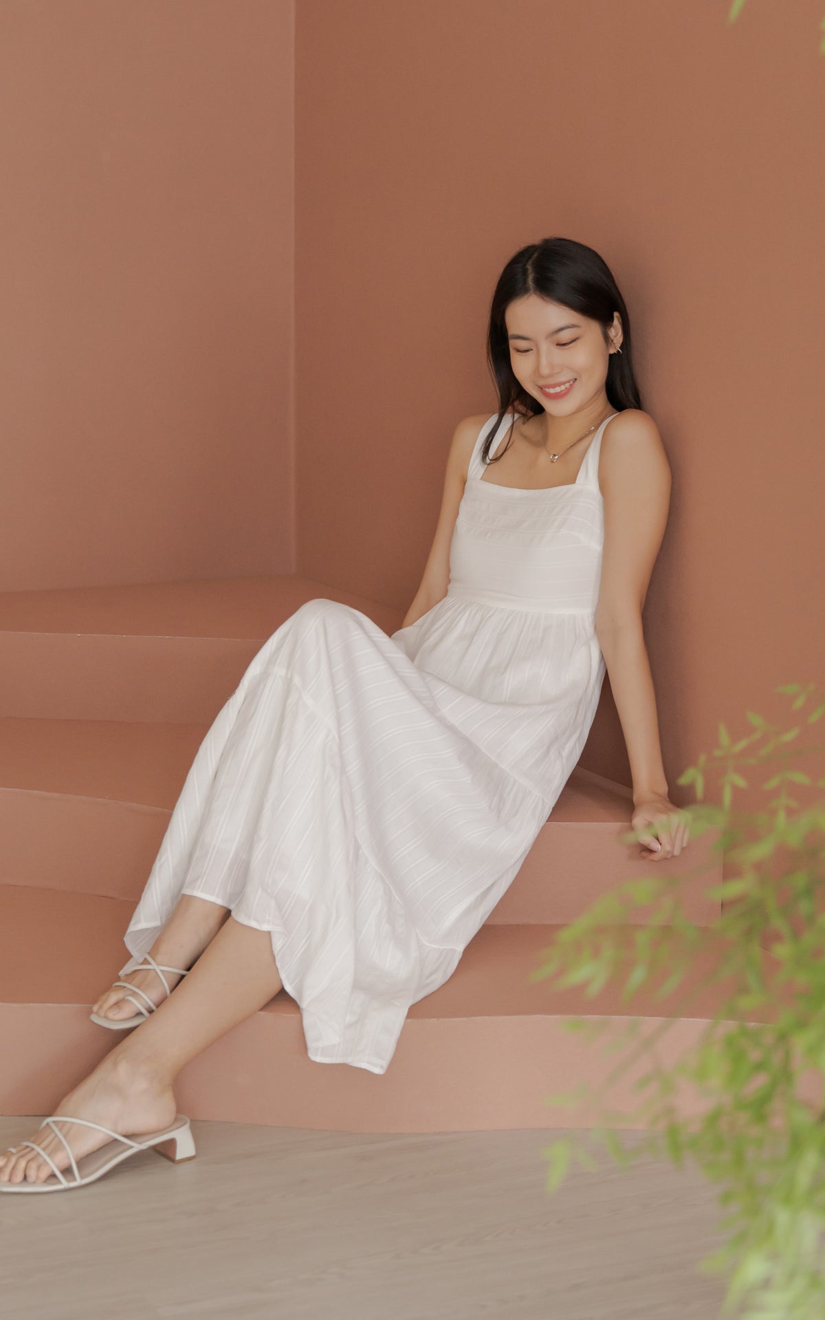 Sydney Textured Sleeveless Dress in White