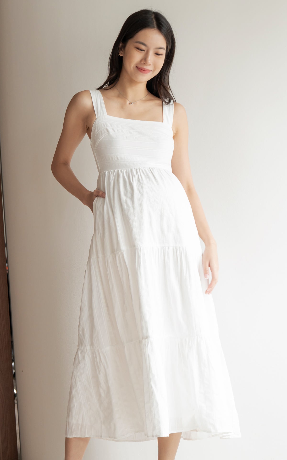 Sydney Textured Sleeveless Dress in White