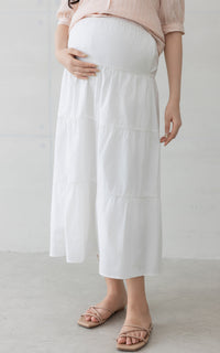 Emmy Cotton Maternity Skirt in White