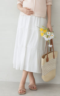 Emmy Cotton Maternity Skirt in White