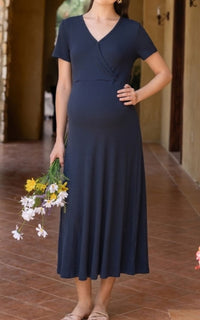Azalea Knitted Tiered Nursing Dress in Navy