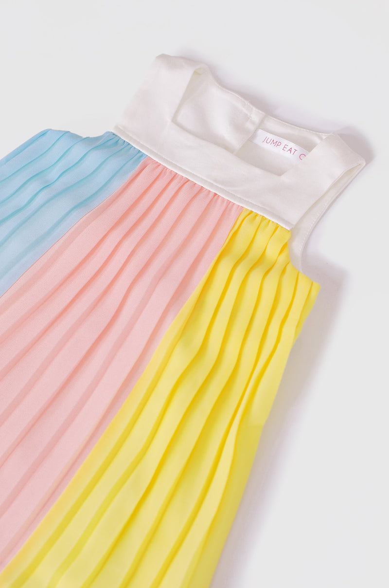 Carrie Contrasted Pleated Girl Dress Matching Sets Jump Eat Cry 