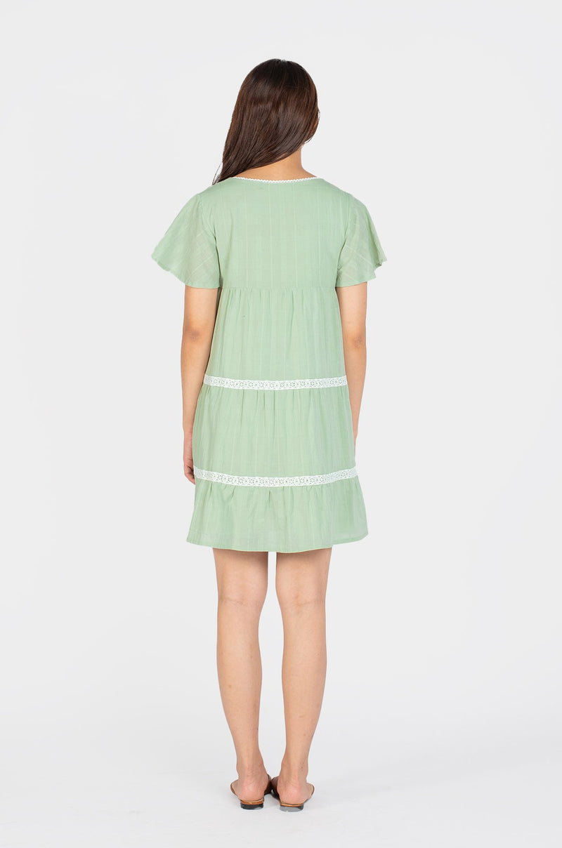 Jane Eyelet Nursing Dress In Sage Green Nursing Wear Jump Eat Cry 