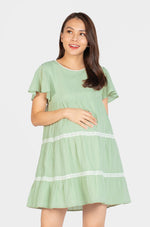 Jane Eyelet Nursing Dress In Sage Green Nursing Wear Jump Eat Cry 
