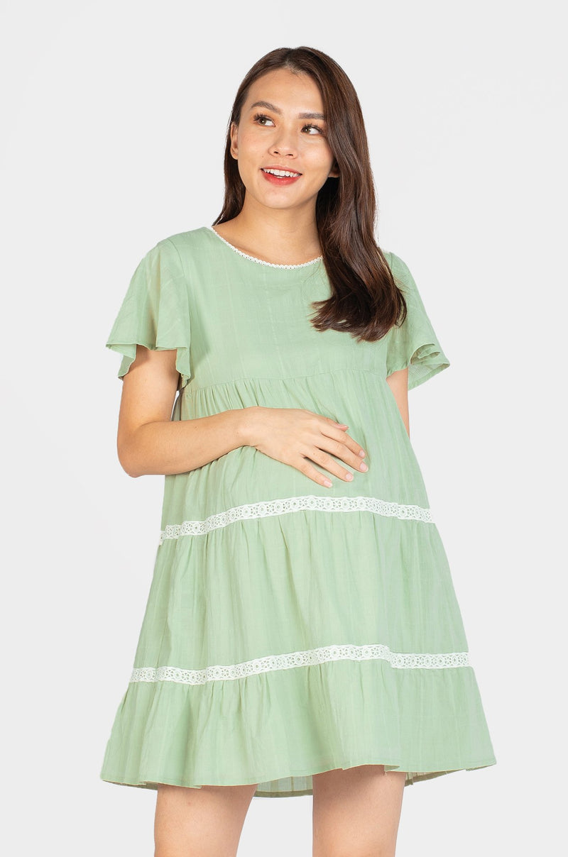 Jane Eyelet Nursing Dress In Sage Green Nursing Wear Jump Eat Cry 