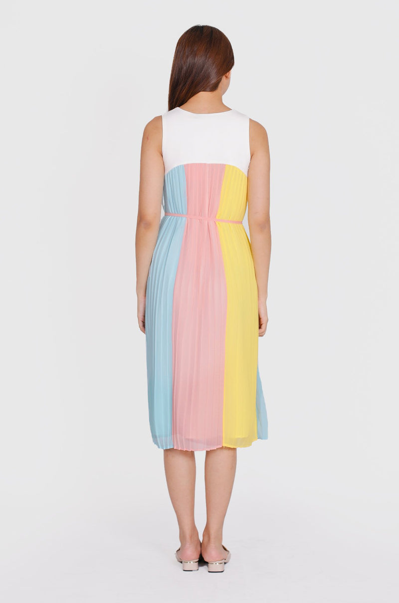 Carrie Contrasted Pleated Nursing Dress Nursing Wear Jump Eat Cry 