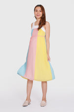 Carrie Contrasted Pleated Nursing Dress Nursing Wear Jump Eat Cry 