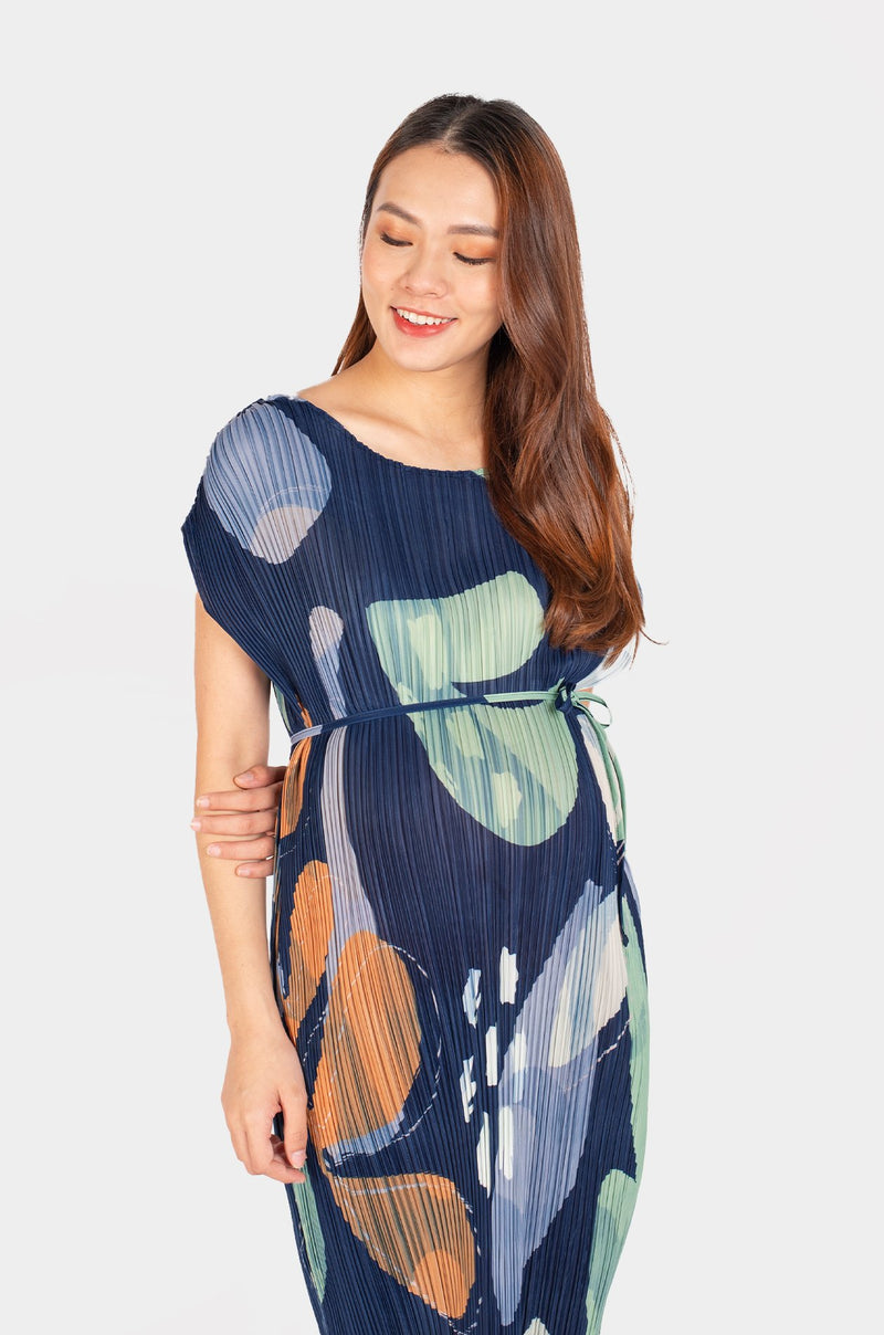 Keyra Pleated Printed Nursing Dress Nursing Wear Jump Eat Cry 