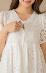 Aurora Babydoll Nursing Dress in White