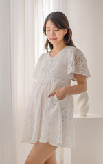 Aurora Babydoll Nursing Dress in White