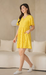 Aurora Babydoll Nursing Dress in Yellow