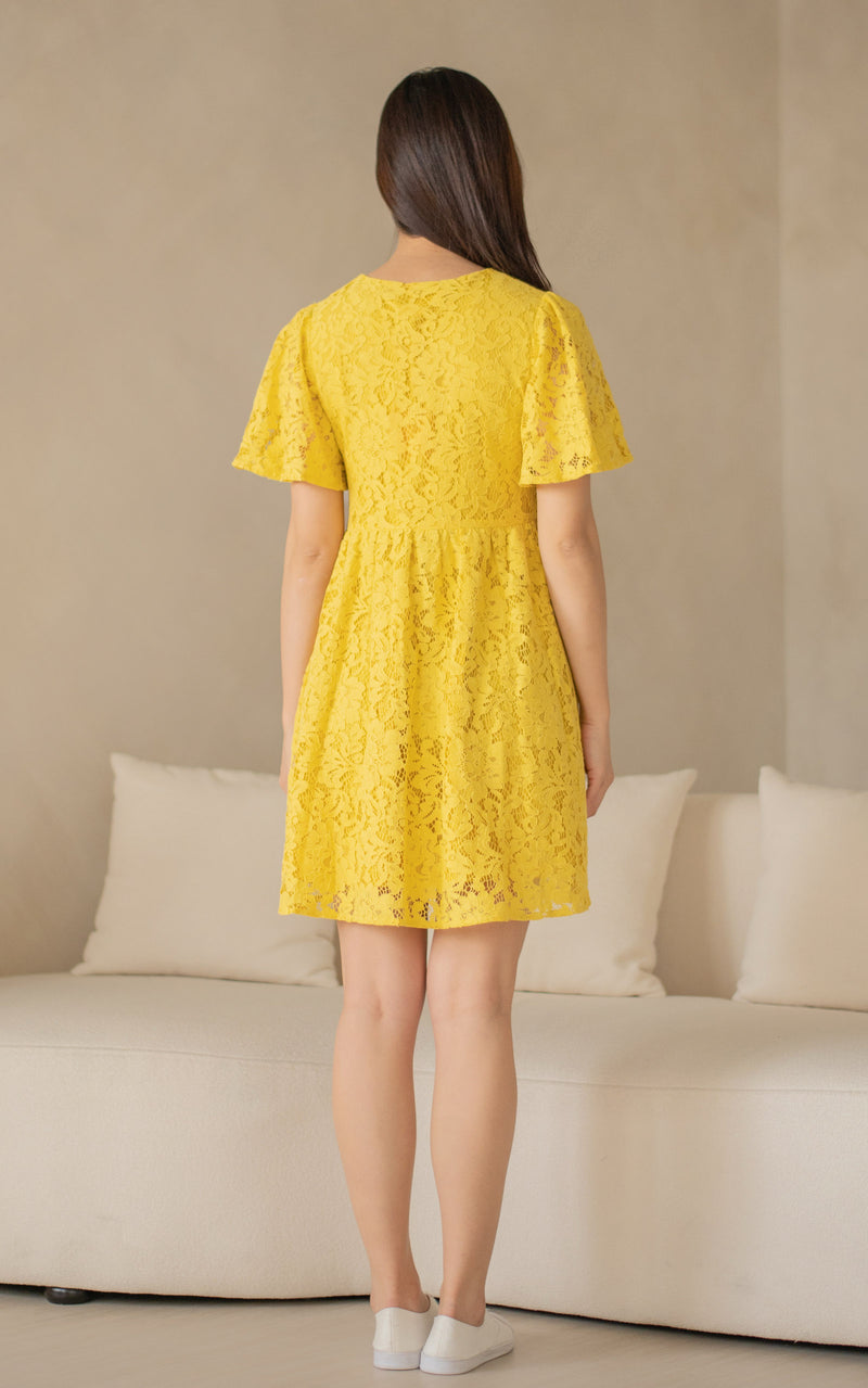 Aurora Babydoll Nursing Dress in Yellow