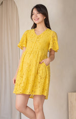 Aurora Babydoll Nursing Dress in Yellow