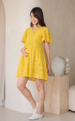 Aurora Babydoll Nursing Dress in Yellow