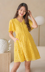 Aurora Babydoll Nursing Dress in Yellow
