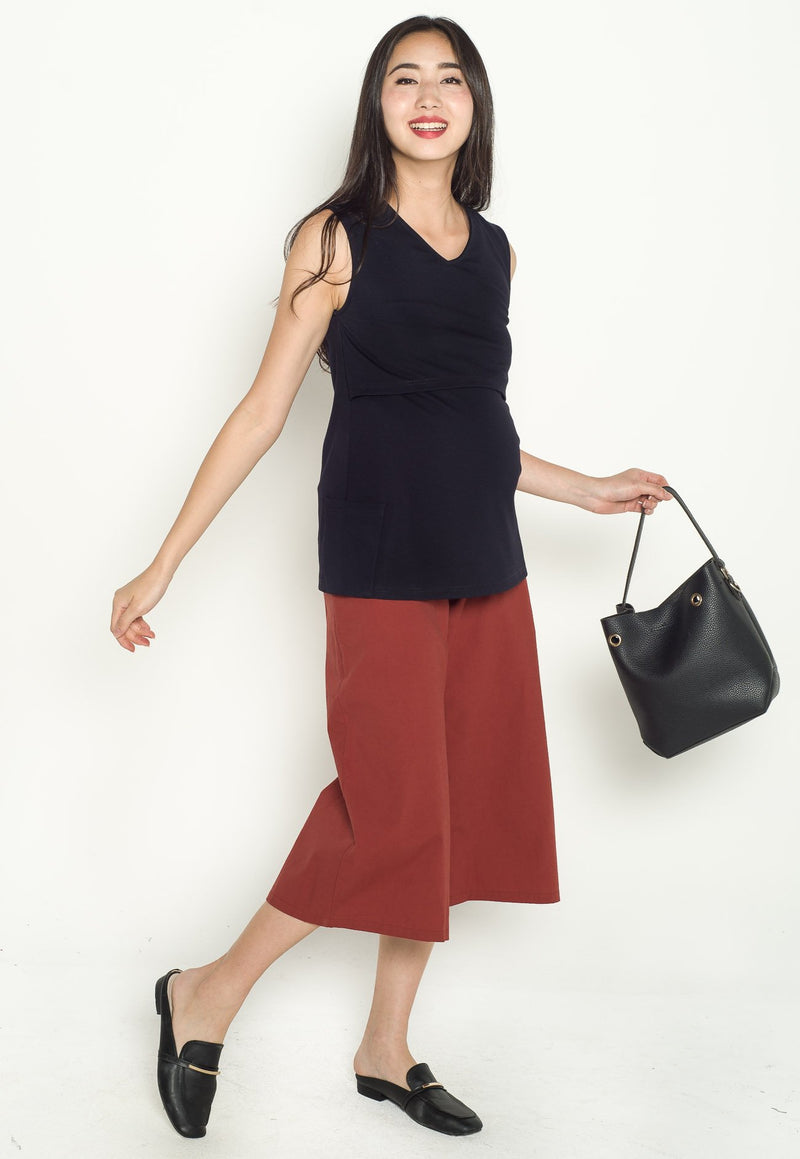 Avery Maternity Culottes in Rust  by Jump Eat Cry - Maternity and nursing wear